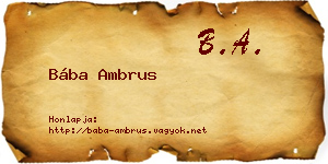 Bába Ambrus névjegykártya