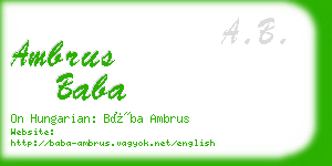 ambrus baba business card